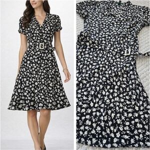 Lauren Ralph Lauren Petite Silk Floral Belted Dress 8P
